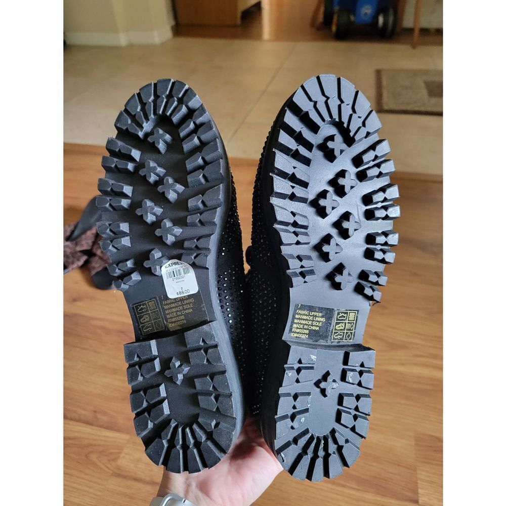 NWT Express Black Sequin Combat Boot‎ NWT - image 7